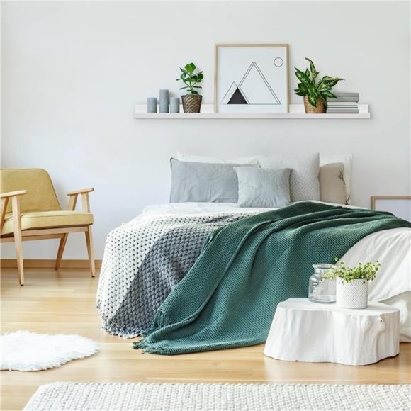 14" White Floating Shelves for Wall - Wood Shelves for Wall Storage, Set of 3 - Picture 3 of 5